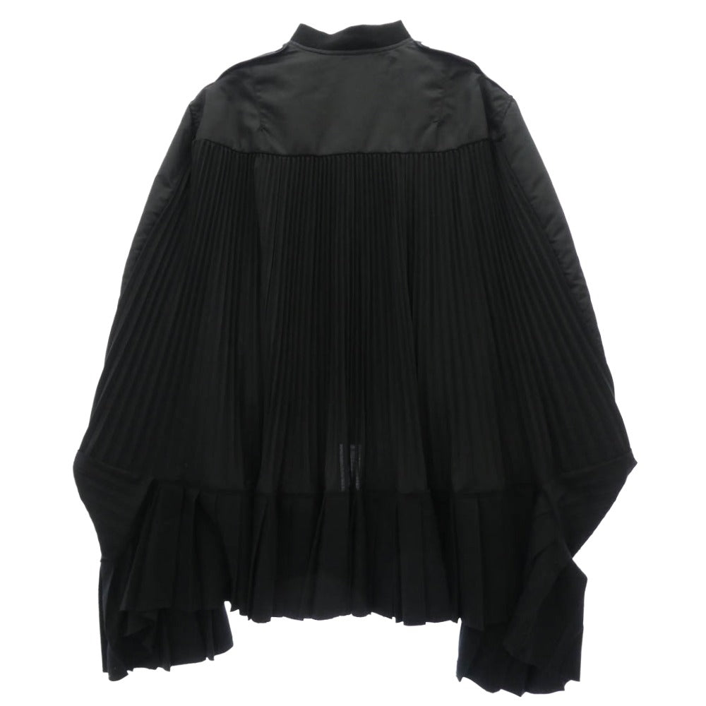 JUNYA WATANABE COMME des GARCONS ジュンヤワタナベコムデギャルソン JH-J029 異素材 切替 MA-1 ドッキング プリーツ オーバー ロング ジャケット ブラック系 XS【中古】