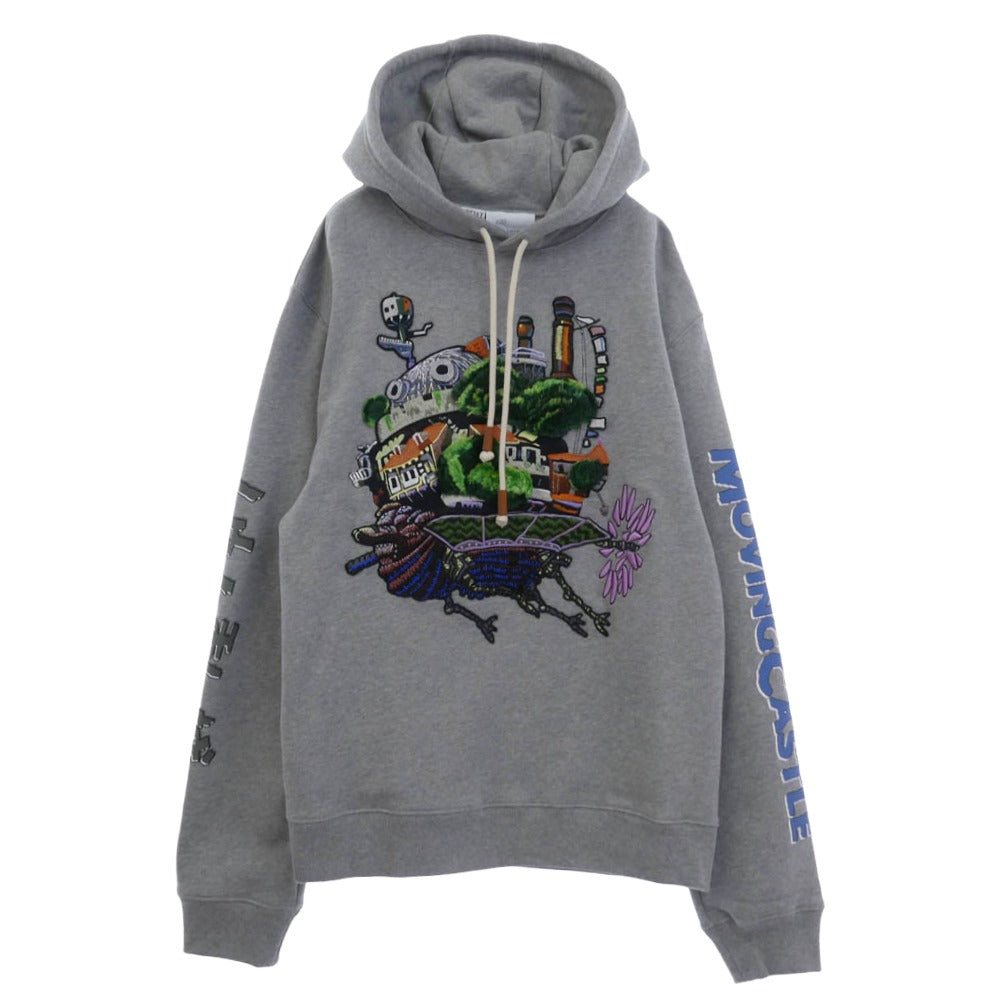 LOEWE ロエベ 23SS HB44Y25X04 × Howl's Moving Castle Moving Castle Embroidered Hoodie in Cotton スタジオジブリ ハウルの動く城 ムービングキャッスル プルオーバー パーカー グレー系 M【中古】
