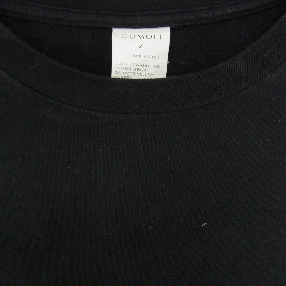 COMOLI コモリ 24SS Z01-05017 空紡天竺 サープラス 無地 クルーネック 丸首 Tシャツ ブラック系 4【中古】