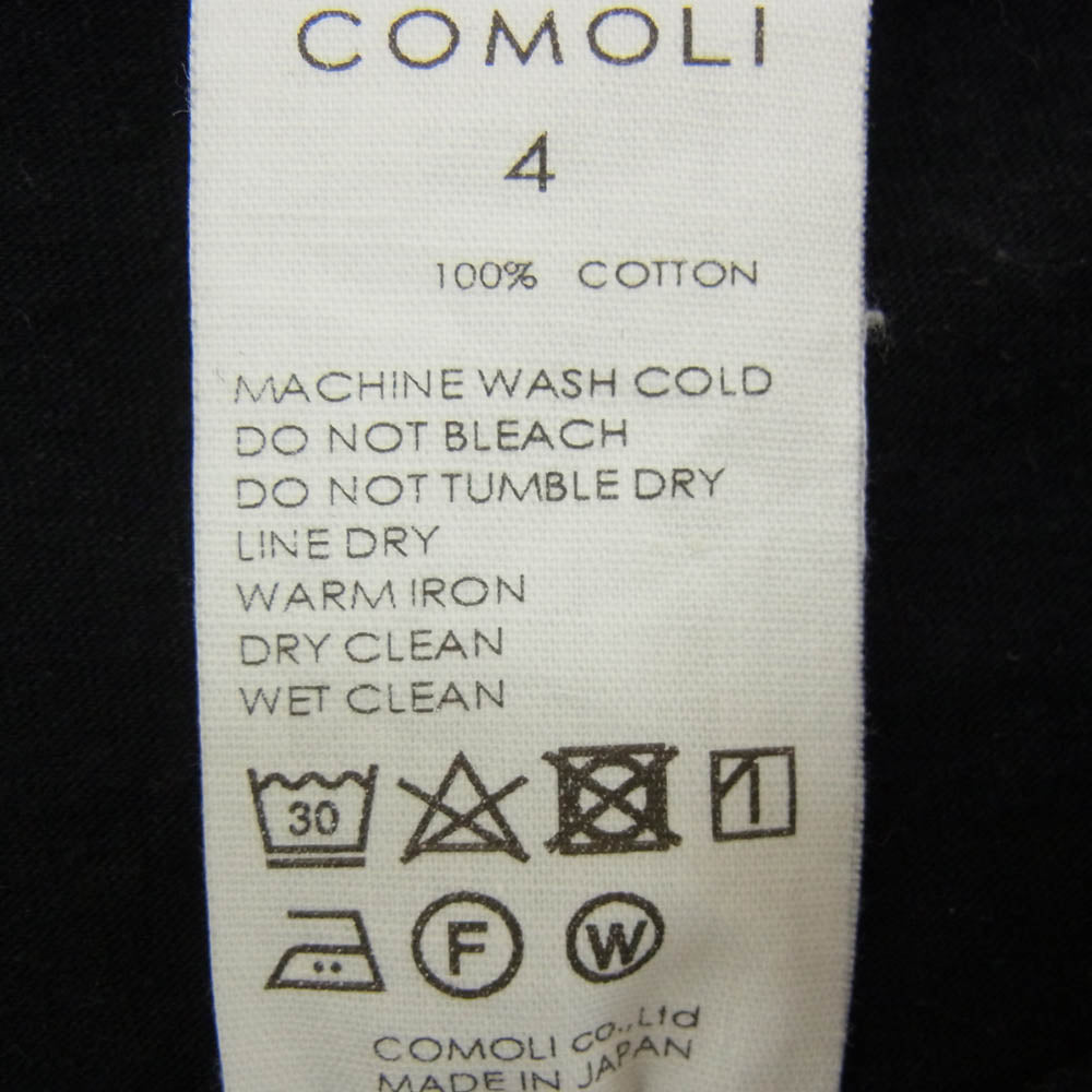 COMOLI コモリ 24SS Z01-05017 空紡天竺 サープラス 無地 クルーネック 丸首 Tシャツ ブラック系 4【中古】