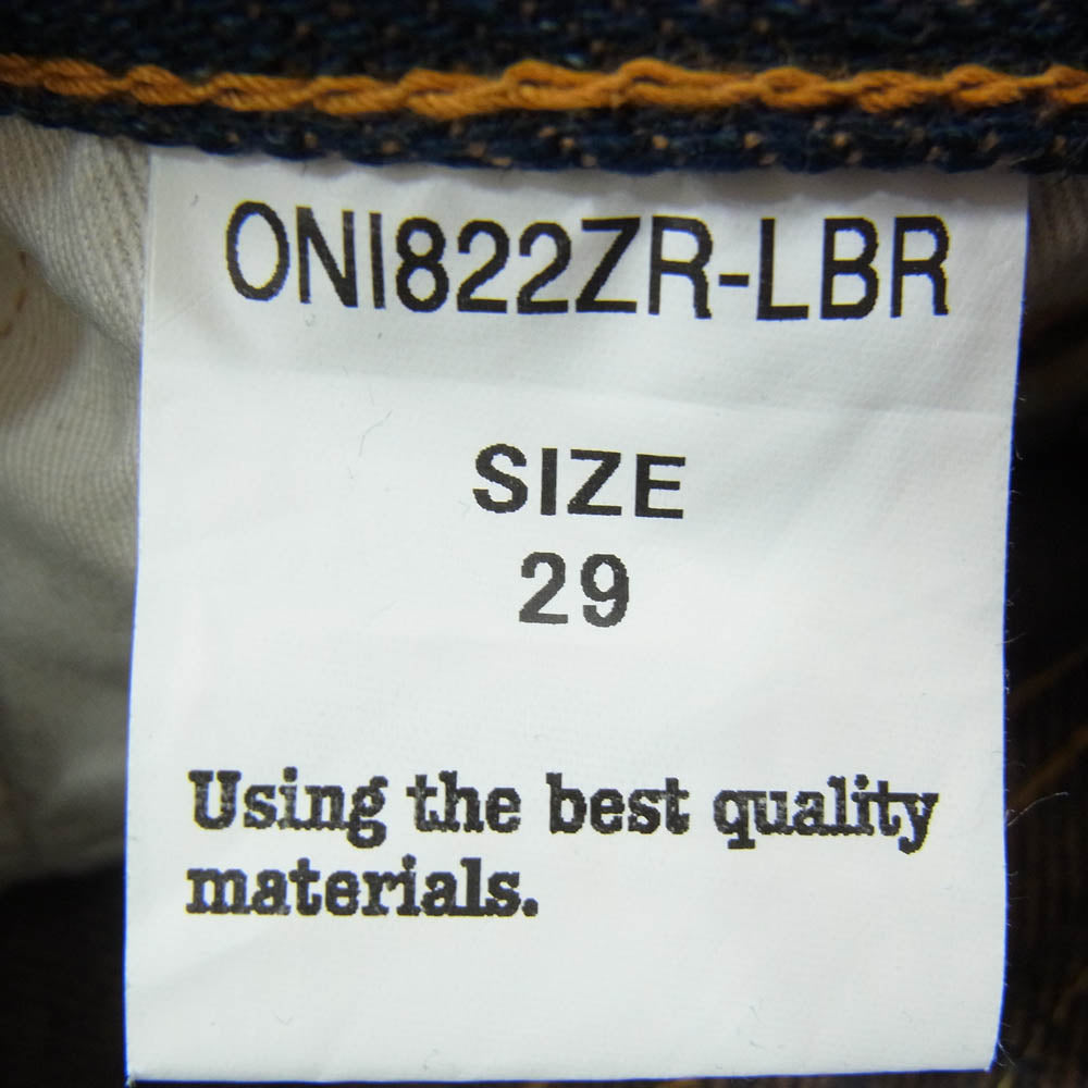 ONI DENIM 鬼デニム ONI822ZR-LBR 20oz Secret Denim シークレットデニム 緯糸ライトブラウン スーパーワイドテーパード ジーンズ デニム パンツ インディゴブルー系 29【極上美品】【中古】
