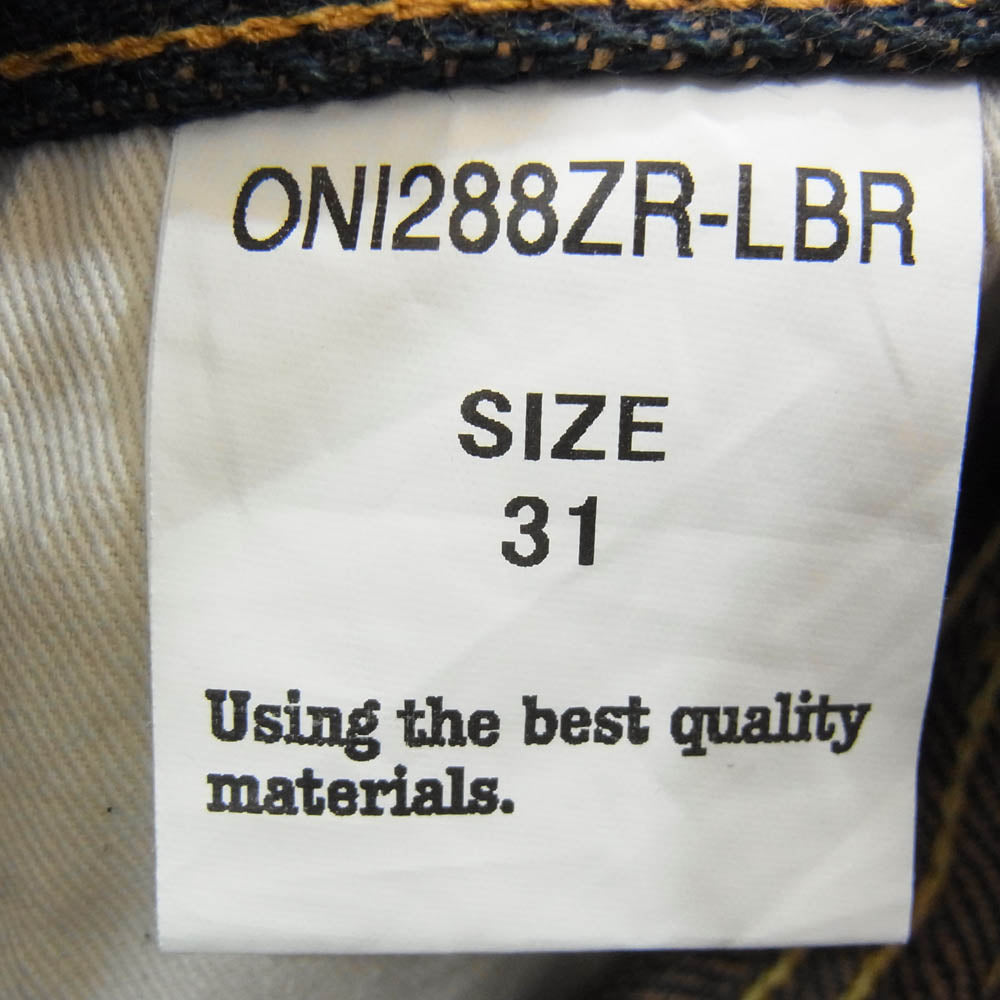 ONI DENIM 鬼デニム ONI288ZR-LBR 20oz シークレットデニム 緯糸ライトブラウン ジーンズ デニムパンツ インディゴブルー系 W31【極上美品】【中古】