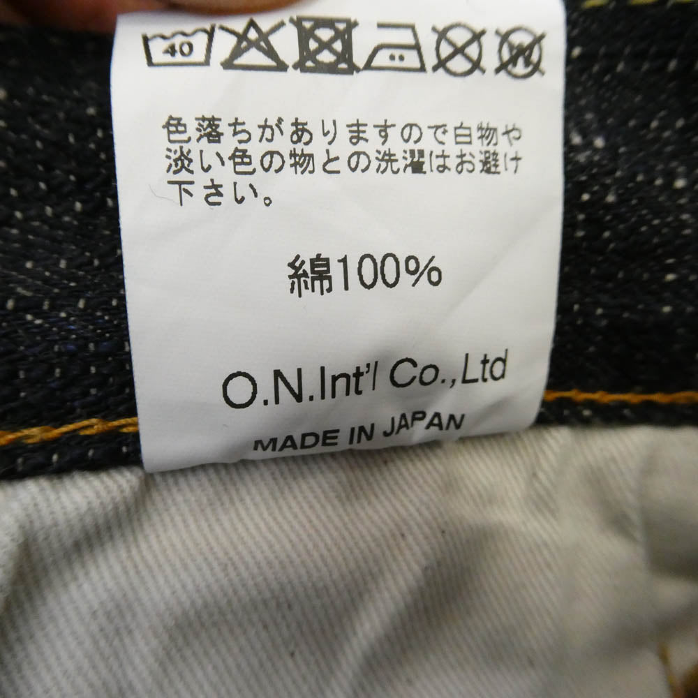 ONI DENIM 鬼デニム ONI270-Kasuri 17oz 鬼絣 ジャストライト ストレート ジーンズ デニム パンツ インディゴブルー系 32 W32【極上美品】【中古】