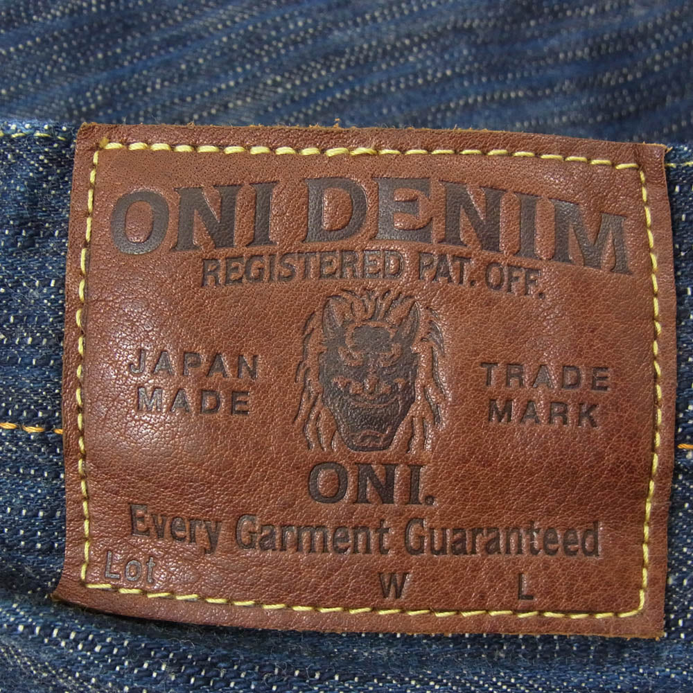 ONI DENIM 鬼デニム ONI200-鬼KASE ONIKASE Wide Straight 16oz 正藍枷染め風 天然藍 ロープデニム ワイドストレート デニム パンツ ジーンズ インディゴブルー系 W32【極上美品】【中古】