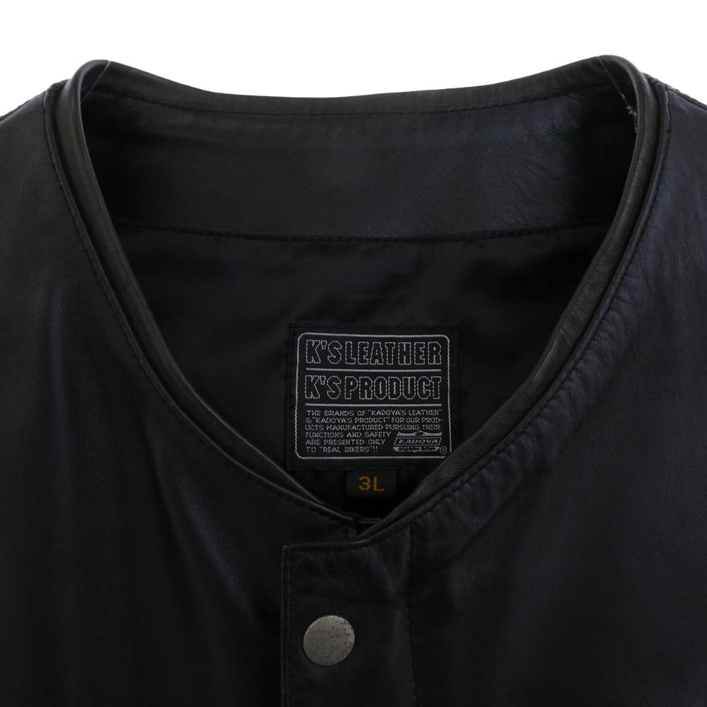 KADOYA カドヤ LCNCLV-009 K’SKLEATHER カウレザー 牛革 レザー ベスト ジャケット ブラック系 3L【中古】