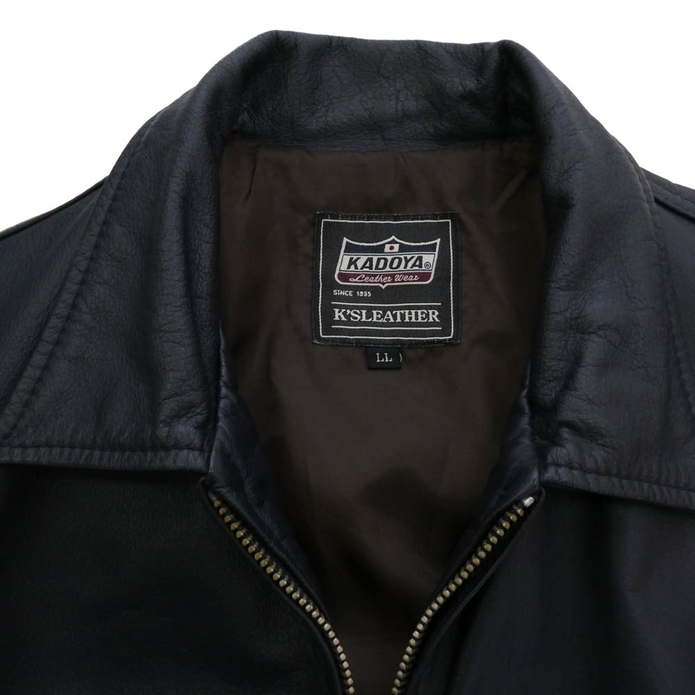 KADOYA カドヤ LDS50J2 K’SKLEATHER カウレザー 牛革 シングルライダース ジャケット レザー ジャケット ダークネイビー系 LL【中古】