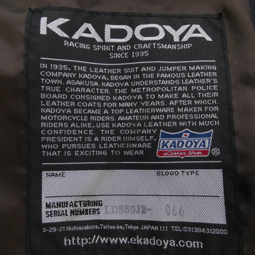 KADOYA カドヤ LDS50J2 K’SKLEATHER カウレザー 牛革 シングルライダース ジャケット レザー ジャケット ダークネイビー系 LL【中古】
