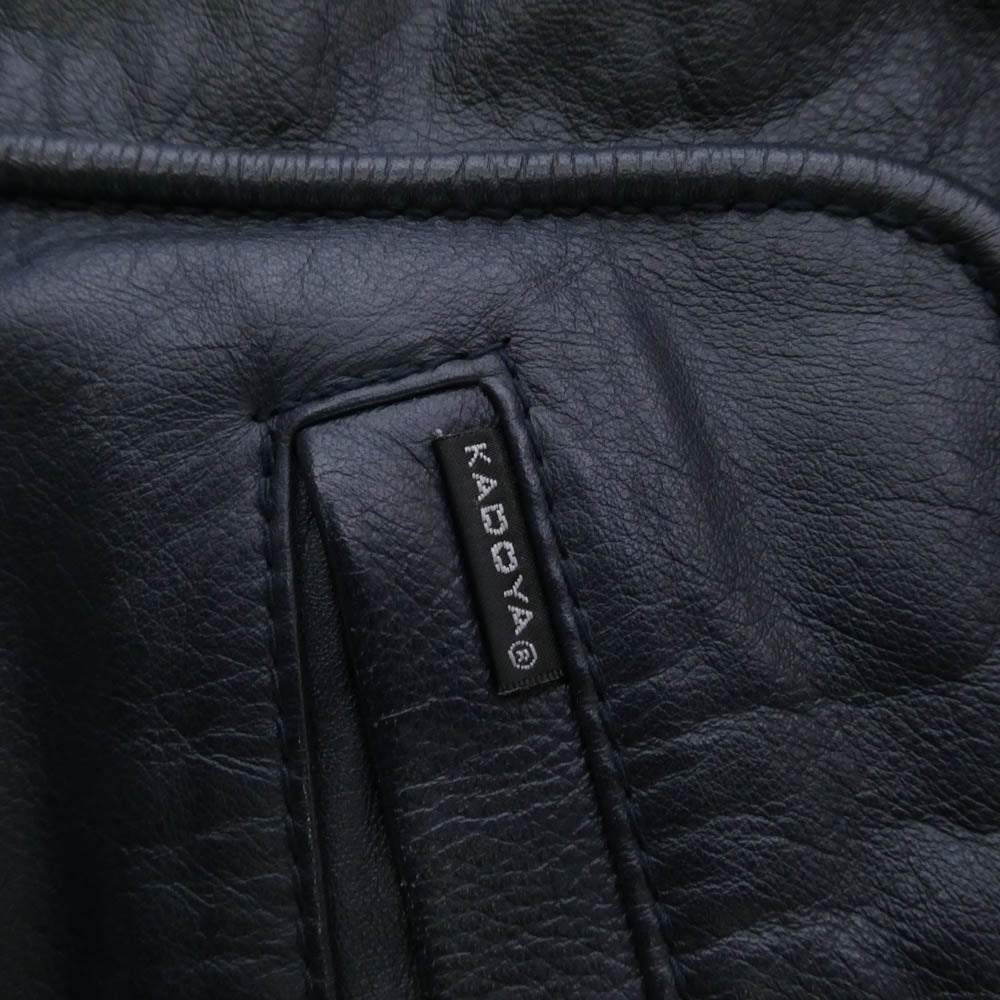 KADOYA カドヤ LDS50J2 K’SKLEATHER カウレザー 牛革 シングルライダース ジャケット レザー ジャケット ダークネイビー系 LL【中古】
