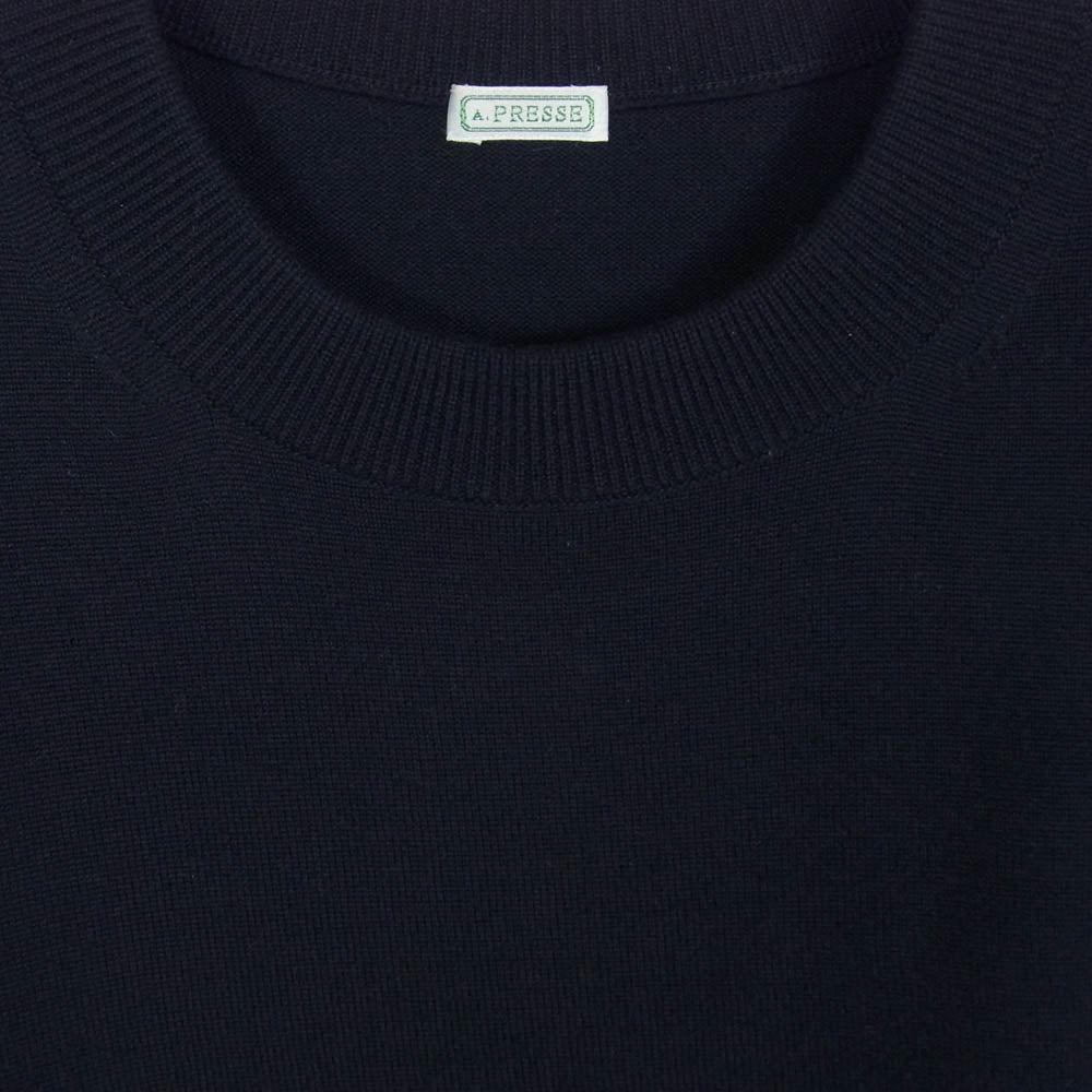 A.PRESSE アプレッセ 23AW 23AAP-03-07H L/S Knit T-Shirt ウール 長袖 ニットTシャツ ブラック系 2【中古】