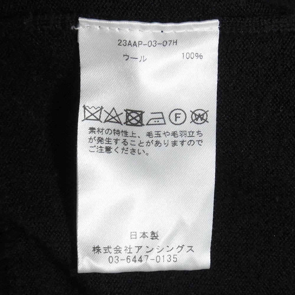 A.PRESSE アプレッセ 23AW 23AAP-03-07H L/S Knit T-Shirt ウール 長袖 ニットTシャツ ブラック系 2【中古】