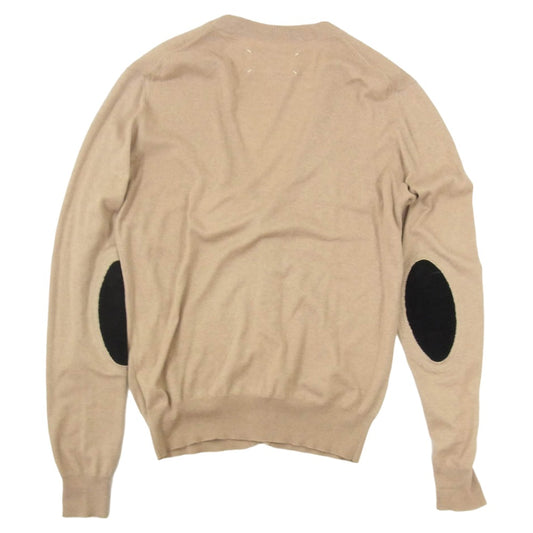 MAISON MARGIELA メゾンマルジェラ 18AW S50HA0820 14ライン 四つタグ スエードレザーエルボーパッチ ニット カーディガン ブラウン系 S【中古】