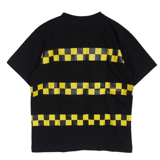 COMME des GARCONS コムデギャルソン 25AW OP-T004-051 Wネーム チェッカード 胸ロゴプリント クルーネック 半袖 Tシャツ カットソー ブラック系 XL【極上美品】【中古】