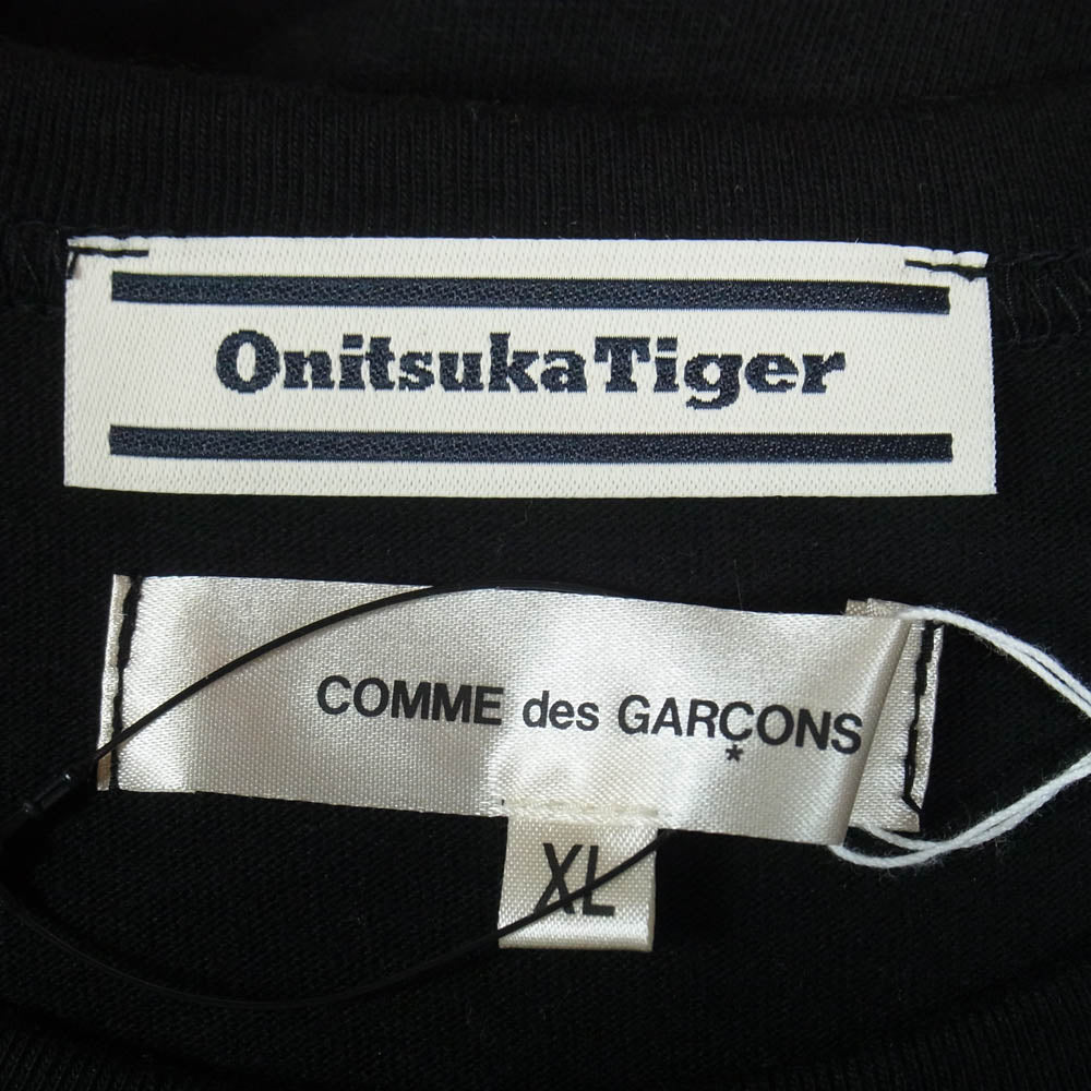 COMME des GARCONS コムデギャルソン 25AW OP-T004-051 Wネーム チェッカード 胸ロゴプリント クルーネック 半袖 Tシャツ カットソー ブラック系 XL【極上美品】【中古】