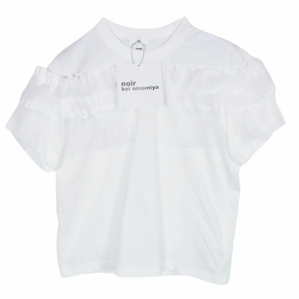 ノワールケイニノミヤ 25SS 3O-T026-051 チュールフリル レースデザイン クルーネック 半袖 Tシャツ カットソー ホワイト系 XS【極上美品】【中古】