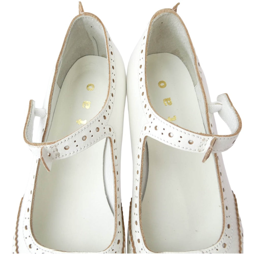 tao COMME des GARCONS タオ コムデギャルソン 25AW TZ-K108-001 ウィングチップ ストラップ フラットシューズ レザー パンプス ホワイト系 24.5cm【美品】【中古】