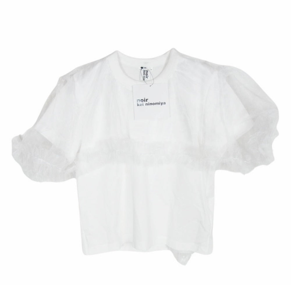 ノワールケイニノミヤ 25AW 3P-T004-051 チュールフリルTシャツ シアースリーブ レイヤード 半袖 カットソー ホワイト系 XS【極上美品】【中古】