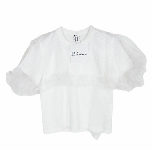 ノワールケイニノミヤ 25AW 3P-T004-051 チュールフリルTシャツ シアースリーブ レイヤード 半袖 カットソー ホワイト系 XS【極上美品】【中古】
