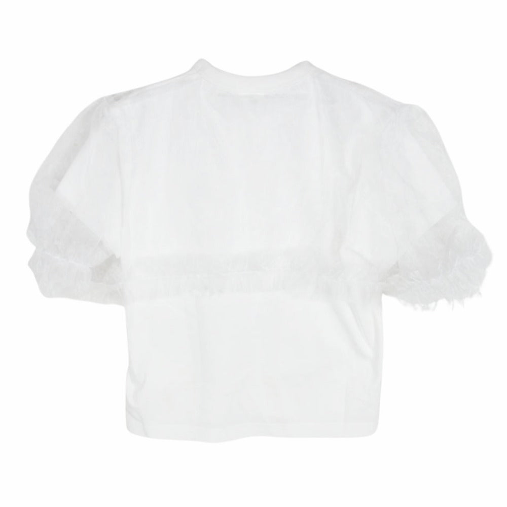 ノワールケイニノミヤ 25AW 3P-T004-051 チュールフリルTシャツ シアースリーブ レイヤード 半袖 カットソー ホワイト系 XS【極上美品】【中古】