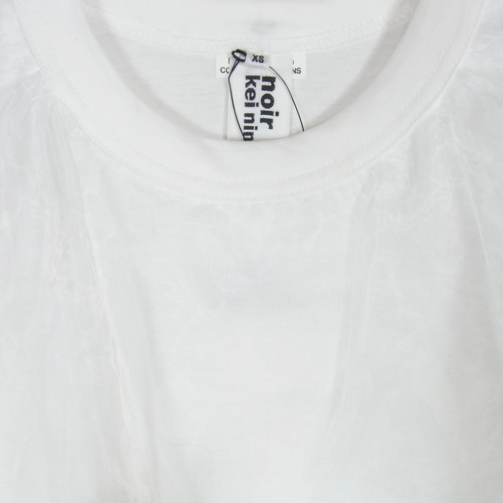 ノワールケイニノミヤ 25AW 3P-T004-051 チュールフリルTシャツ シアースリーブ レイヤード 半袖 カットソー ホワイト系 XS【極上美品】【中古】