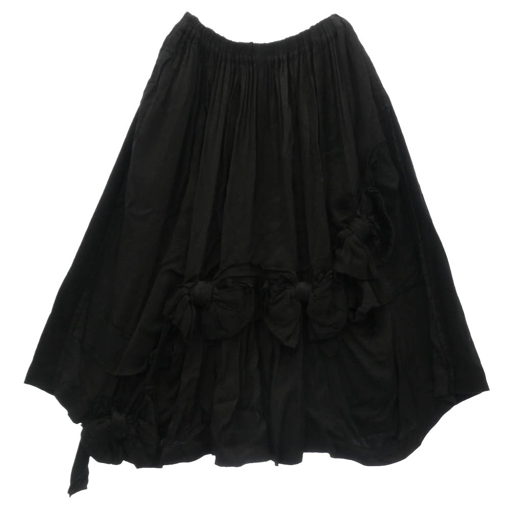 tao COMME des GARCONS タオ コムデギャルソン 25AW TP-S014 製品染め リボンデザイン ギャザー スカート ブラック系 サイズ不明【中古】