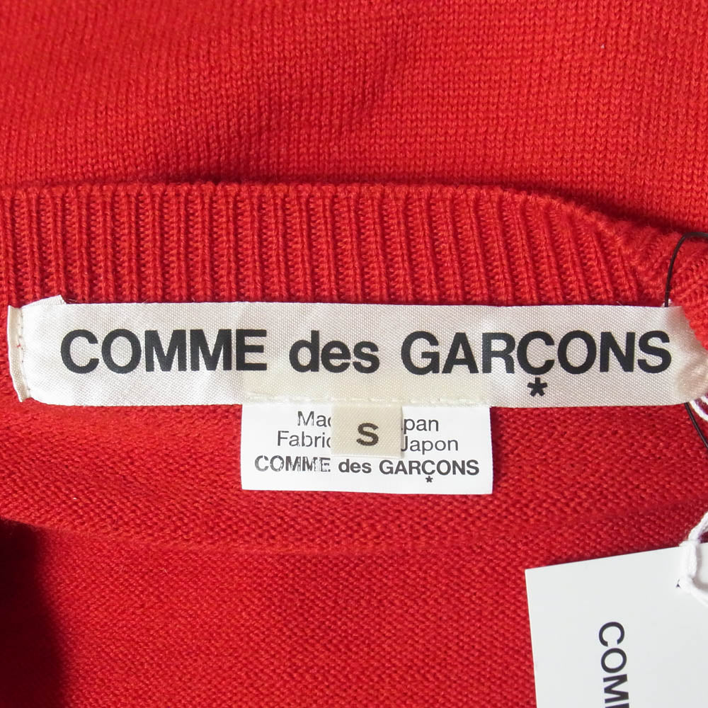 COMME des GARCONS コムデギャルソン 25AW GP-N013 本ライン 白タグ Wide Yoke Wool Jumper 中綿入り 変形デザイン ワイドヨーク ウール ジャンパー ニット セーター レッド系 S【極上美品】【中古】