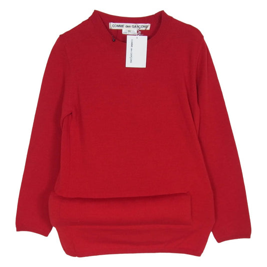 COMME des GARCONS コムデギャルソン 25AW GP-N014 本ライン 白タグ 中綿入り 変形デザイン ニット セーター レッド系 XS【極上美品】【中古】