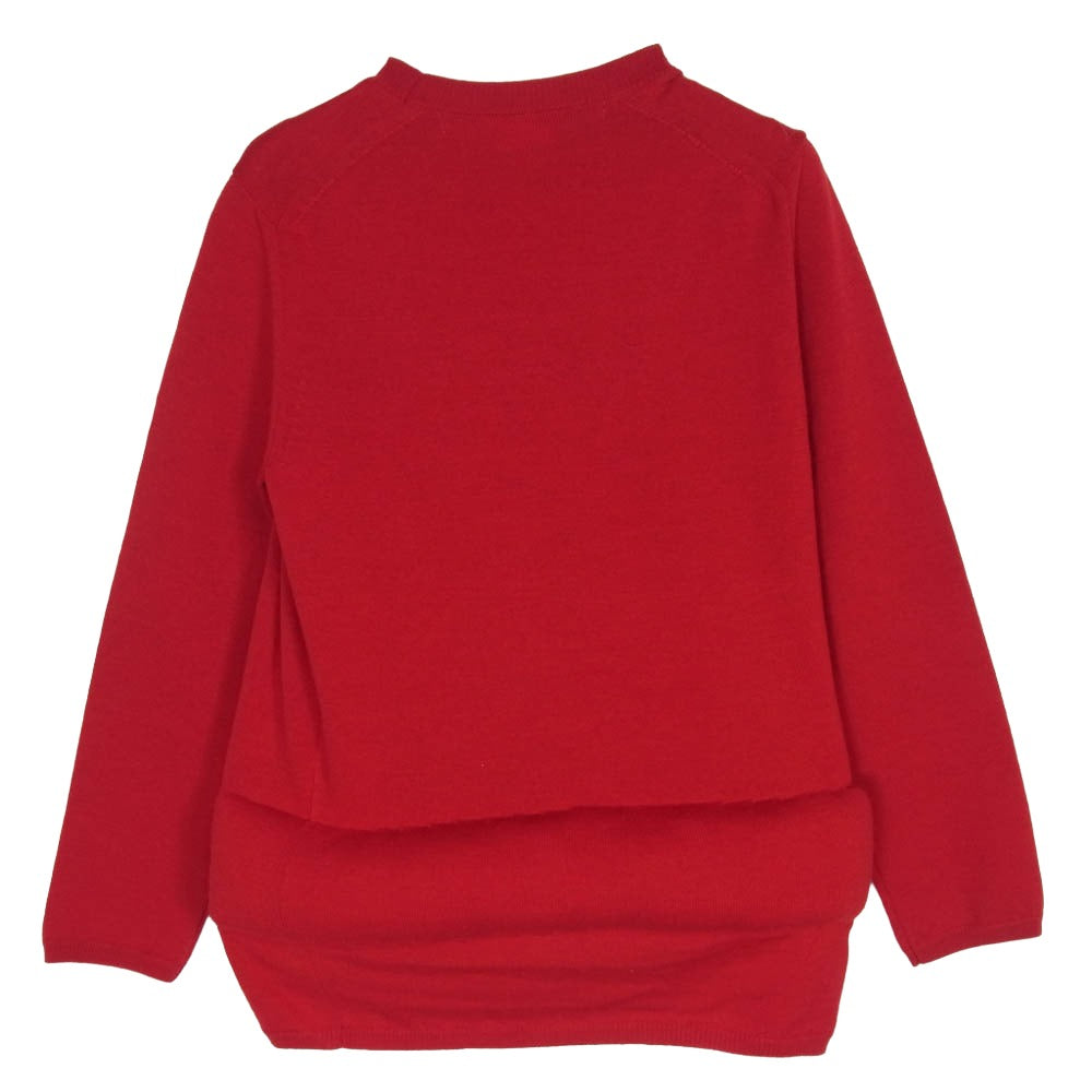 COMME des GARCONS コムデギャルソン 25AW GP-N014 本ライン 白タグ 中綿入り 変形デザイン ニット セーター レッド系 XS【極上美品】【中古】