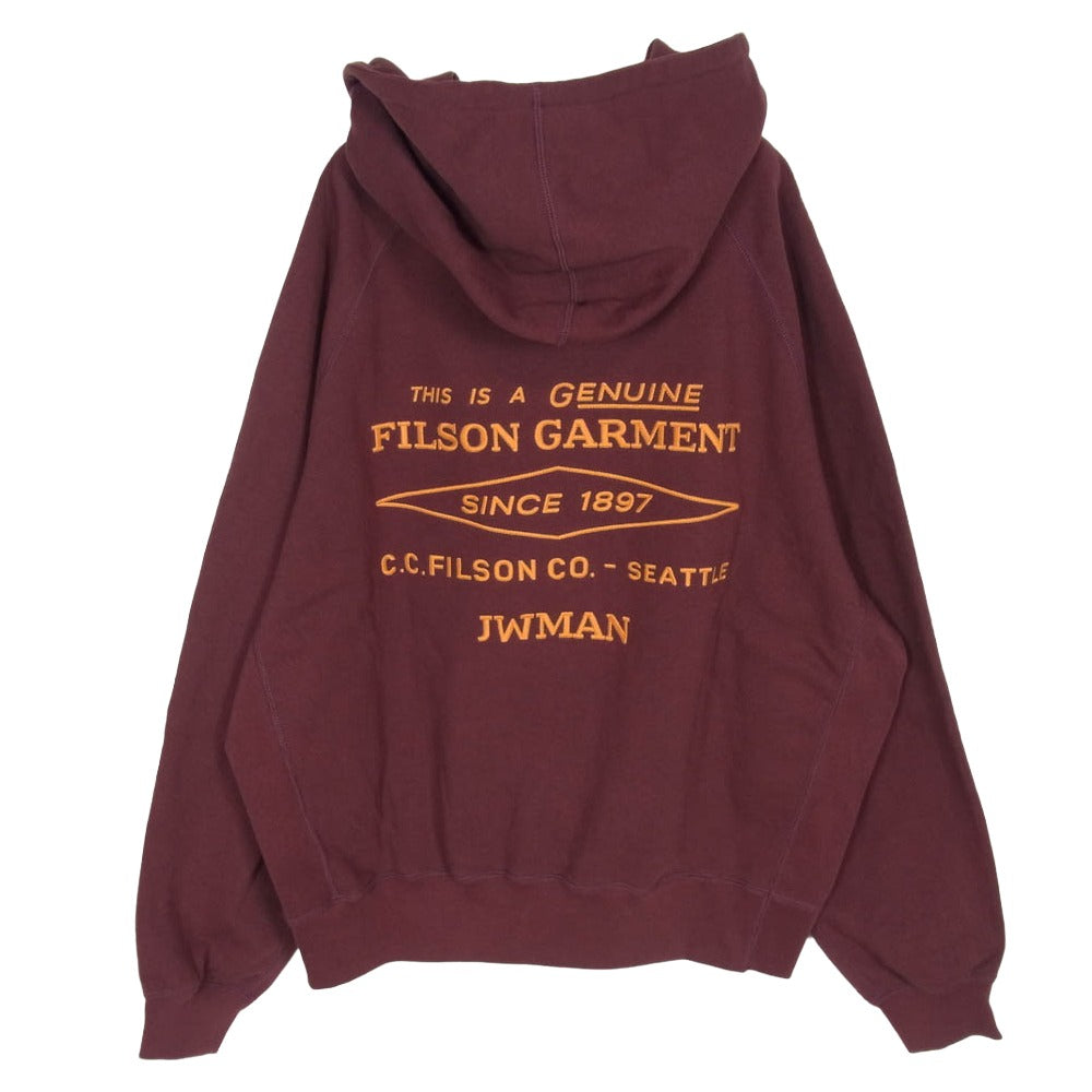 JUNYA WATANABE COMME des GARCONS MAN ジュンヤワタナベコムデギャルソンマン FILSON フィルソン 25AW WP-T001 綿裏毛 Wネーム ロゴ刺繍 プルオーバー パーカー フーディ 赤茶系 S【極上美品】【中古】