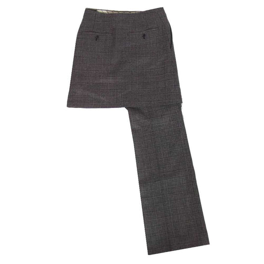 JUNYA WATANABE COMME des GARCONS ジュンヤワタナベコムデギャルソン 25AW JP-P060 カシミヤ混 レイヤードデザイン スカートドッキング ワンレングス パンツ グレー系 S【極上美品】【中古】