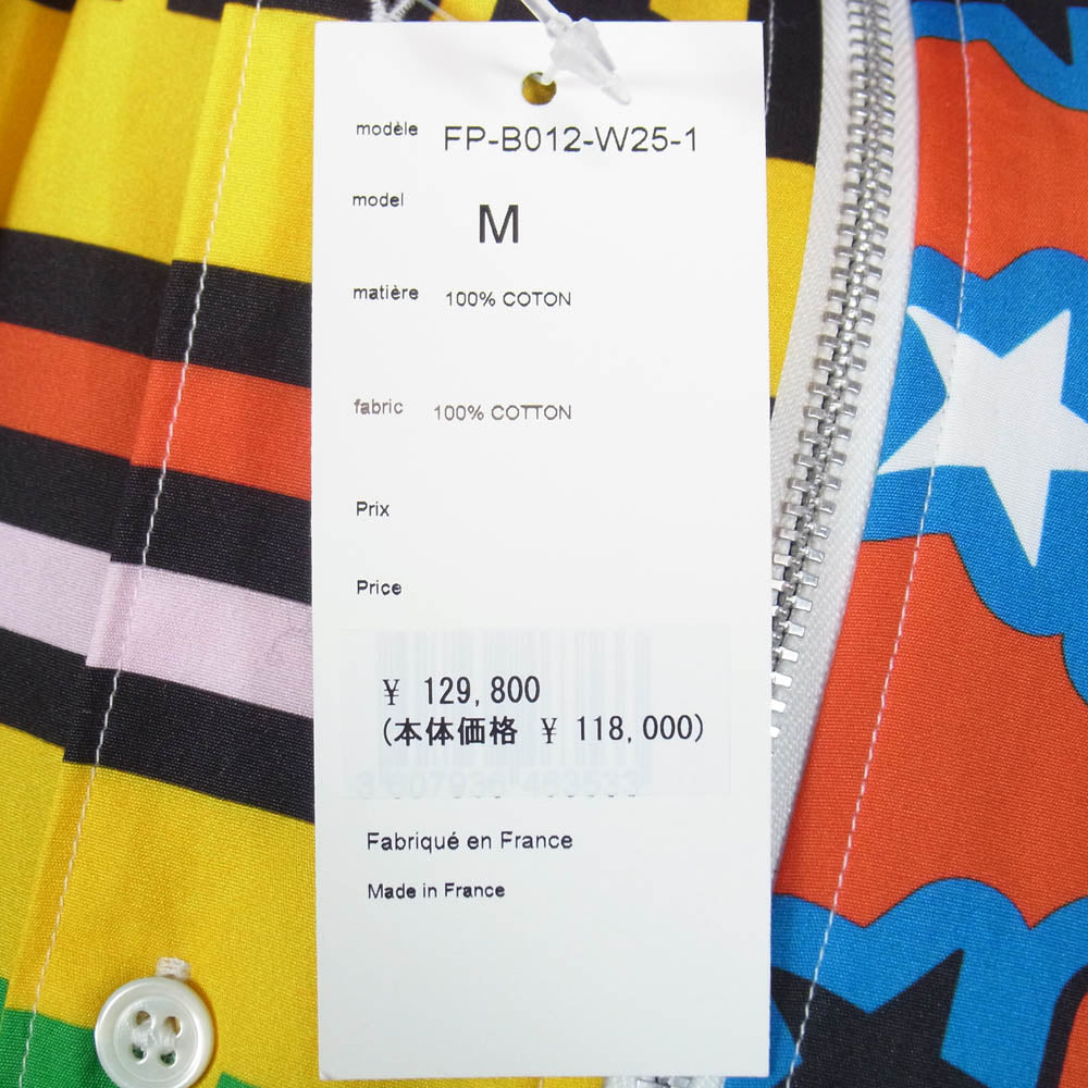 COMME des GARCONS コムデギャルソン 25AW FP-B012-W25 SHIRT シャツ yarn dyed cotton stripe x cotton poplin print ジップデザイン ヤーン ダイド コットンストライプ ポプリン 長袖 シャツ ブルー系 M【極上美品】【中古】