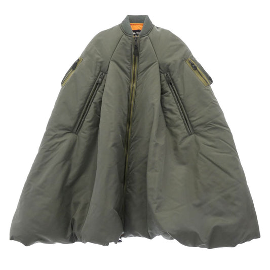 JUNYA WATANABE COMME des GARCONS ジュンヤワタナベコムデギャルソン 25AW JP-C013 MA-1 中綿 ジップアップ ボンバー ケープ ジャケット ポンチョ ブルゾン カーキ系 XS【極上美品】【中古】