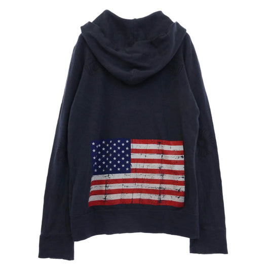 CHROME HEARTS クロムハーツ（原本無） 星条旗バックプリント ホースシュー 胸ロゴ ダガージップ フルジップ パーカー フーディー グレー系 XS【中古】