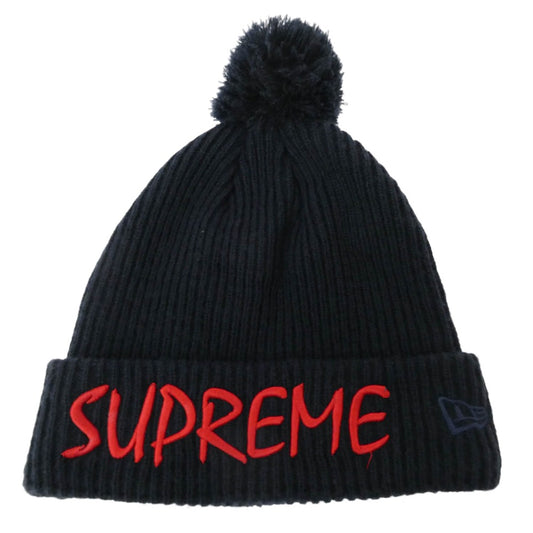 Supreme シュプリーム 14AW × New Era FTP Beanie ニューエラ FTPロゴ 刺繍 ボックスロゴ ビーニー ニット キャップ ネイビー系【中古】