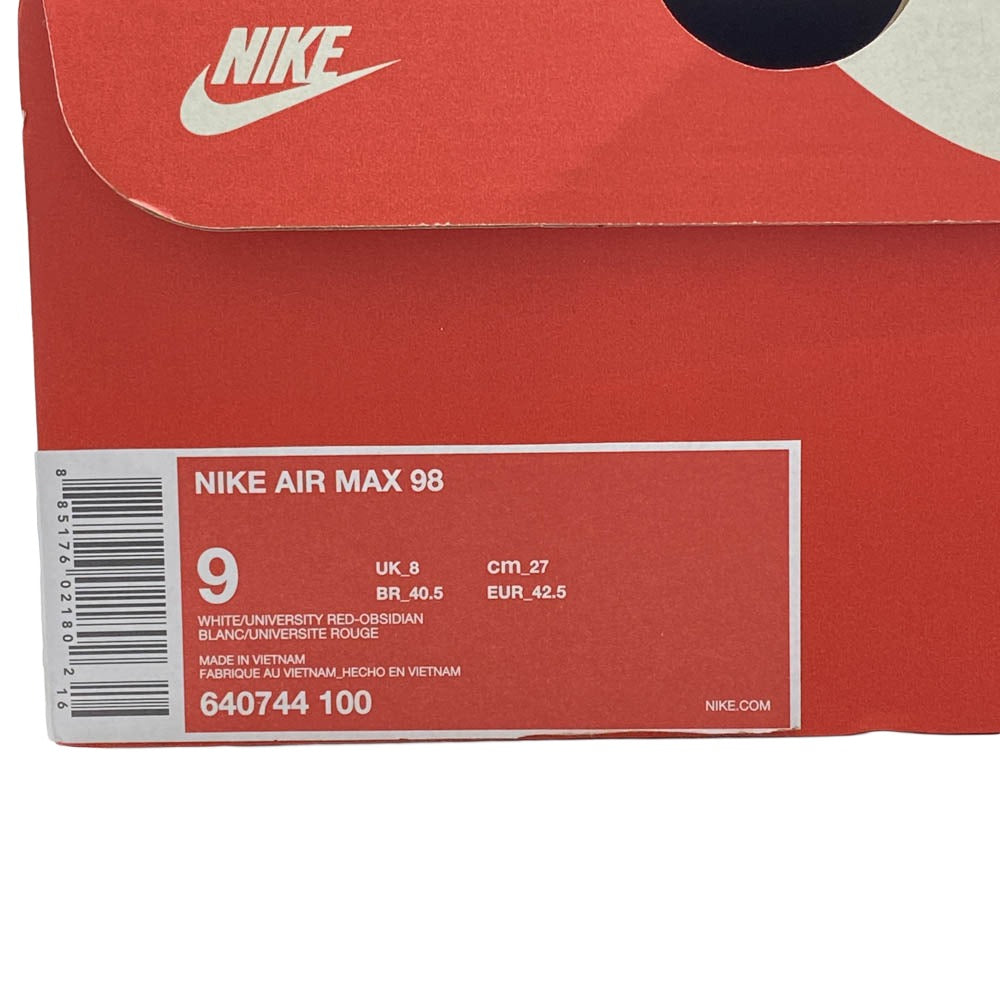 NIKE ナイキ 2018年製 640744-100 Air Max 98 University Red Obsidian エアマックス98 ユニバーシティ レッド オブジディアン ローカット スニーカー ホワイト系 ブルー系 27cm【中古】