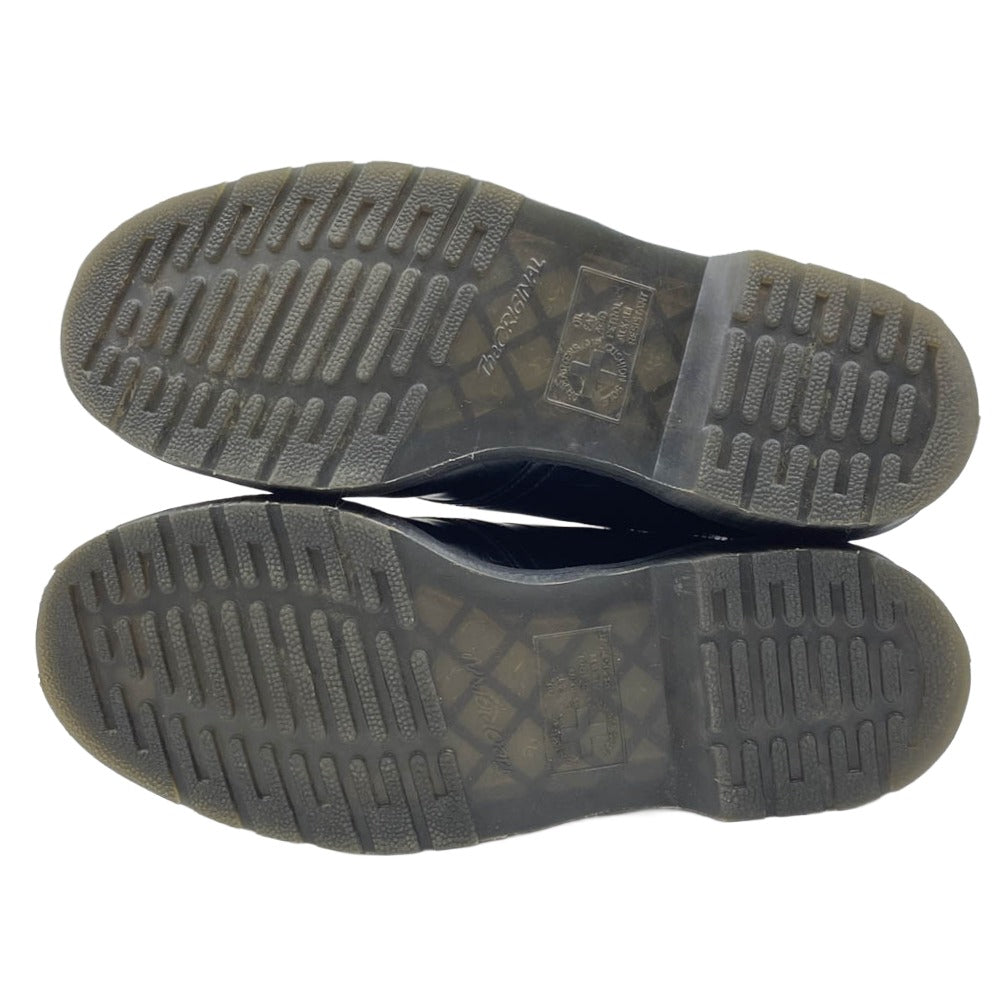 A BATHING APE アベイシングエイプ Dr.Martens ドクターマーチン 1461 BAPE x Dr. Martens Emboss 3EYE SHOE ドクターマーチン エンボス 猿カモ 猿迷彩 イエローウェルトステッチ 3 ホール シューズ ブラック系 US9【中古】