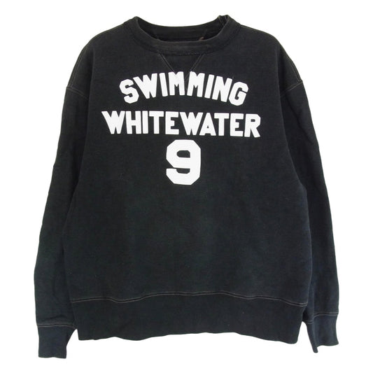 The REAL McCOY'S ザリアルマッコイズ swimming whitewater 両v ロゴ スウェット ブラック系 L【中古】