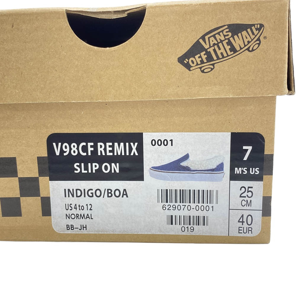 VANS バンズ V98CF ボア付き デニム スリッポン ローカット スニーカー インディゴブルー系 ホワイト系 25cm【新古品】【未使用】【中古】