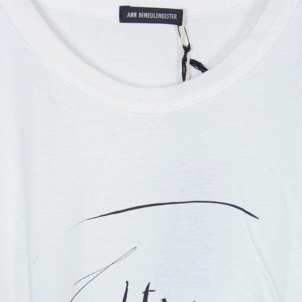 ANN DEMEULEMEESTER アンドゥムルメステール 2201-W-JE43-228-003 Heaven Tee ヘブン プリント クルーネック 半袖 Tシャツ カットソー ホワイト系 L【中古】