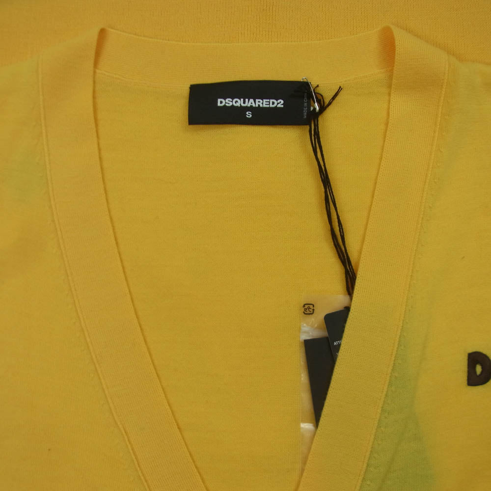 DSQUARED2 ディースクエアード 22AW S75HA1148 S16794 ワッペン付き オーバーサイズ ニット カーディガン イエロー系 S【極上美品】【中古】