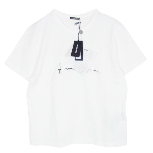 ANN DEMEULEMEESTER アンドゥムルメステール 2201-W-JE43-228-001 Logo Tee ロゴプリント クルーネック 半袖 Tシャツ カットソー ホワイト系 L【極上美品】【中古】