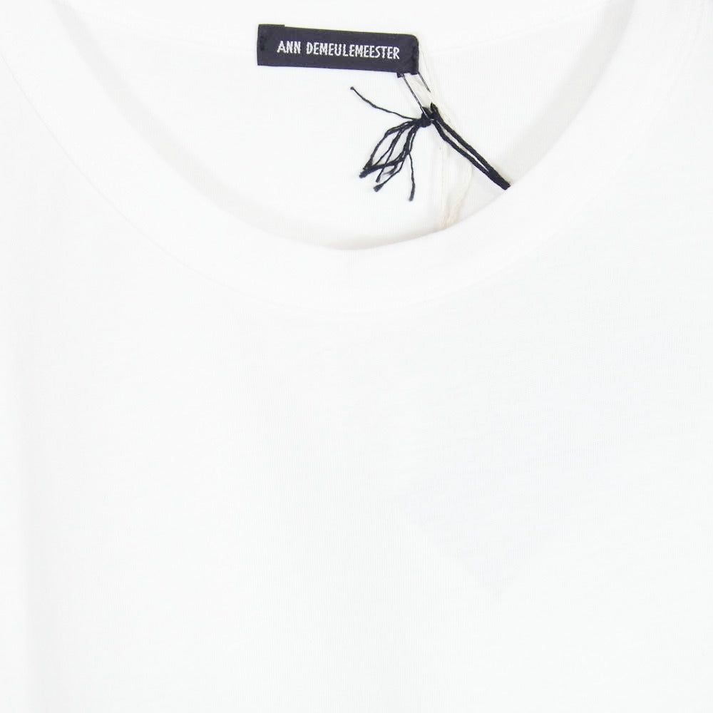 ANN DEMEULEMEESTER アンドゥムルメステール 2201-W-JE43-228-001 Logo Tee ロゴプリント クルーネック 半袖 Tシャツ カットソー ホワイト系 L【極上美品】【中古】