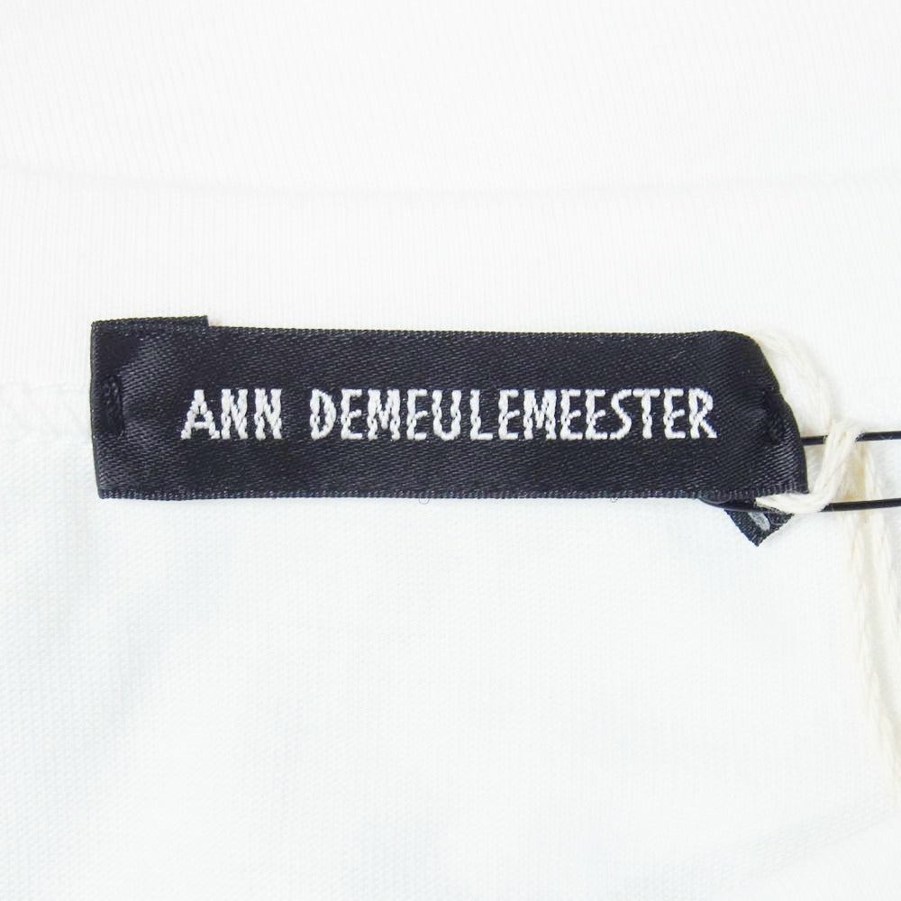 ANN DEMEULEMEESTER アンドゥムルメステール 2201-W-JE43-228-001 Logo Tee ロゴプリント クルーネック 半袖 Tシャツ カットソー ホワイト系 L【極上美品】【中古】