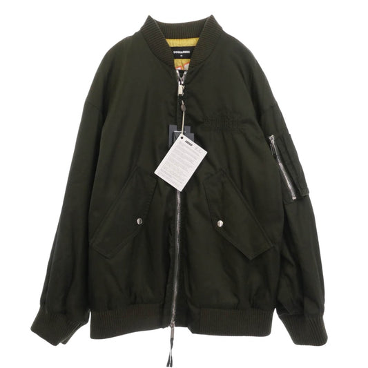 DSQUARED2 ディースクエアード 22AW S75AM0900 S49576 Oversized Zip Bomber オーバーサイズ ジップアップ ボンバージャケット ブルゾン フライトジャケット オリーブグリーン系 40【極上美品】【中古】