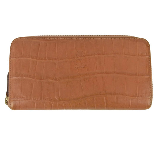 Felisi フェリージ イタリア製 125 クロコ型押し ラウンドジップ ウォレット 長財布 オレンジ系【中古】