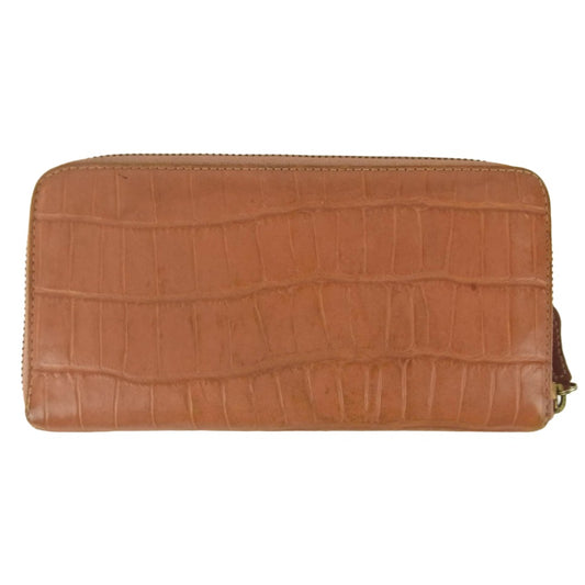 Felisi フェリージ イタリア製 125 クロコ型押し ラウンドジップ ウォレット 長財布 オレンジ系【中古】