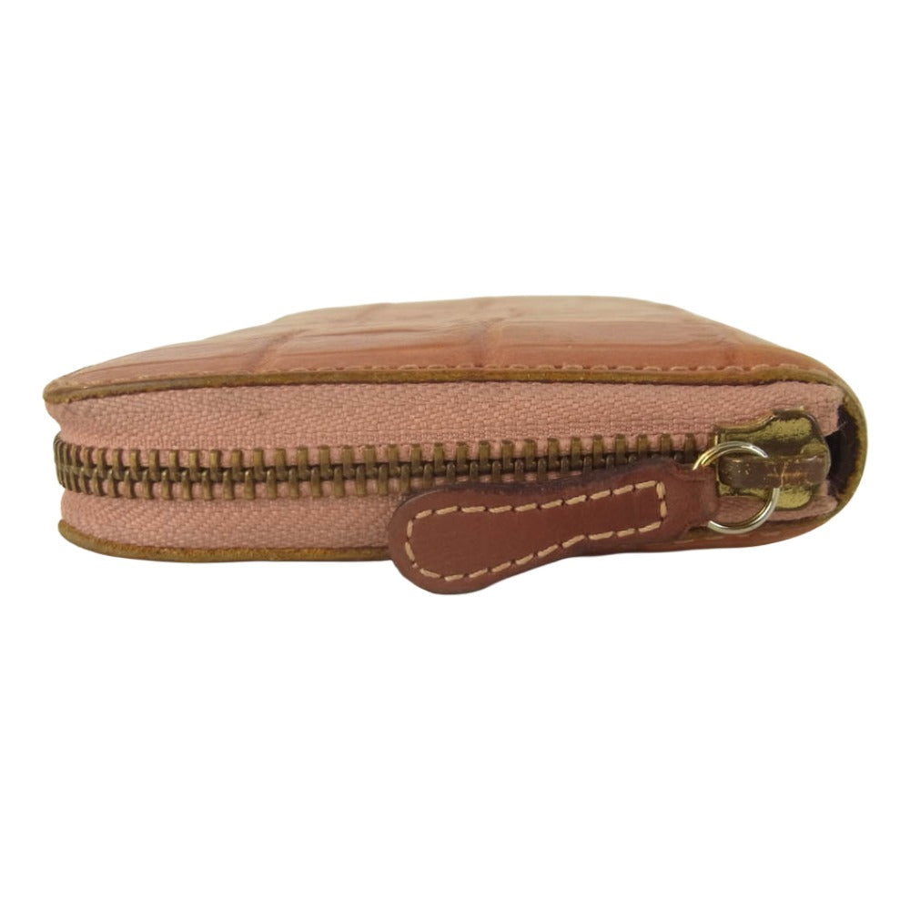 Felisi フェリージ イタリア製 125 クロコ型押し ラウンドジップ ウォレット 長財布 オレンジ系【中古】