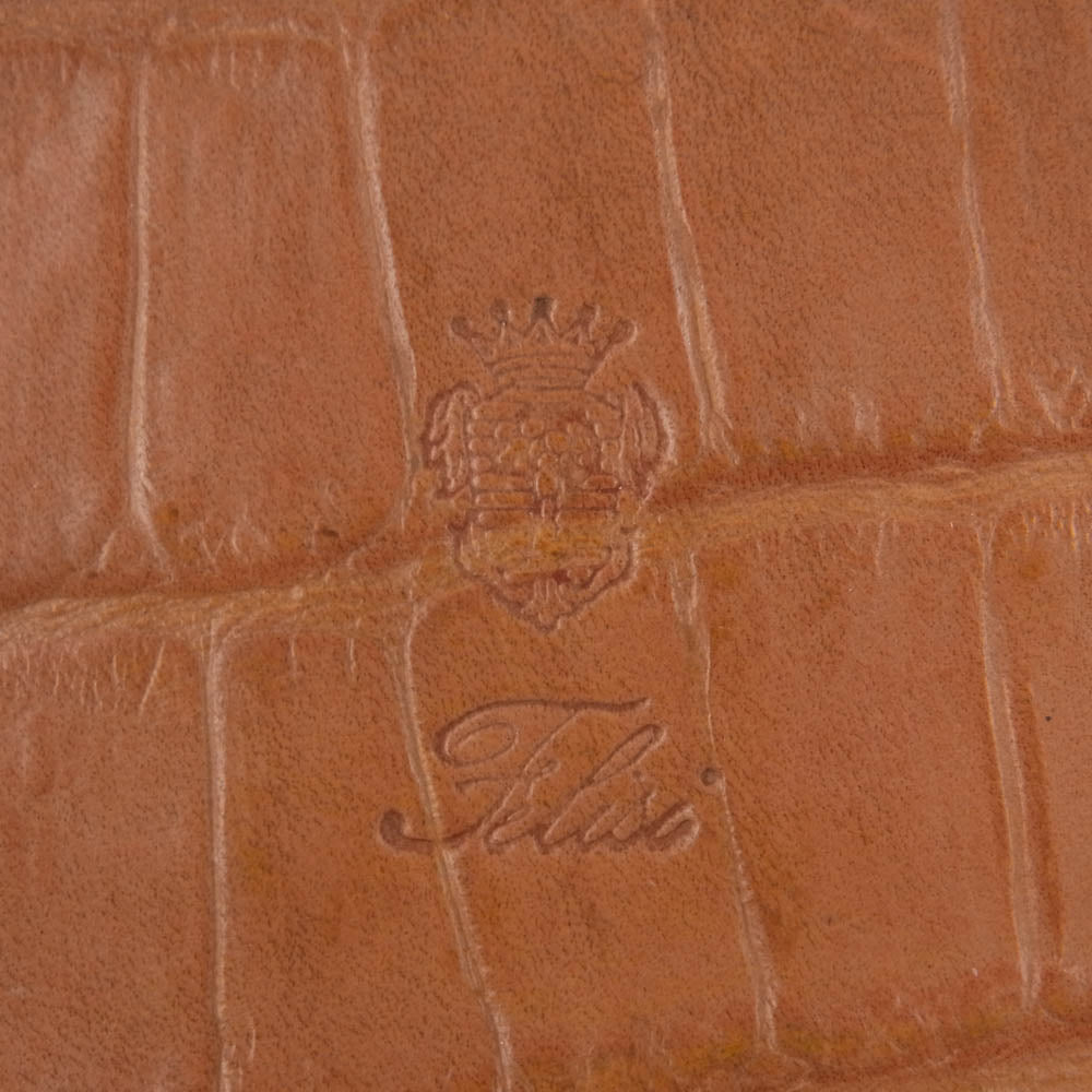 Felisi フェリージ イタリア製 125 クロコ型押し ラウンドジップ ウォレット 長財布 オレンジ系【中古】