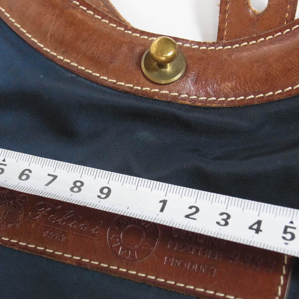 Felisi フェリージ イタリア製 9333 レザーハンドル トートバッグ ハンドバッグ ネイビー系【中古】