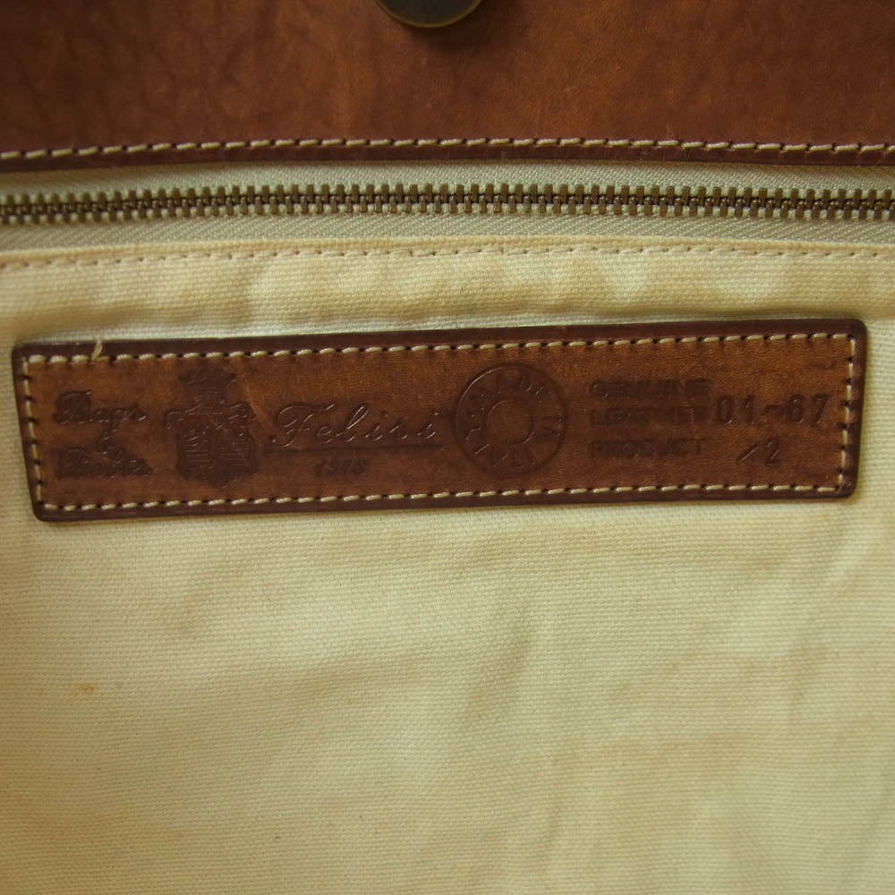 Felisi フェリージ イタリア製 01-67 レザー ハンドル トート バッグ ダークネイビー系 ブラウン系【中古】