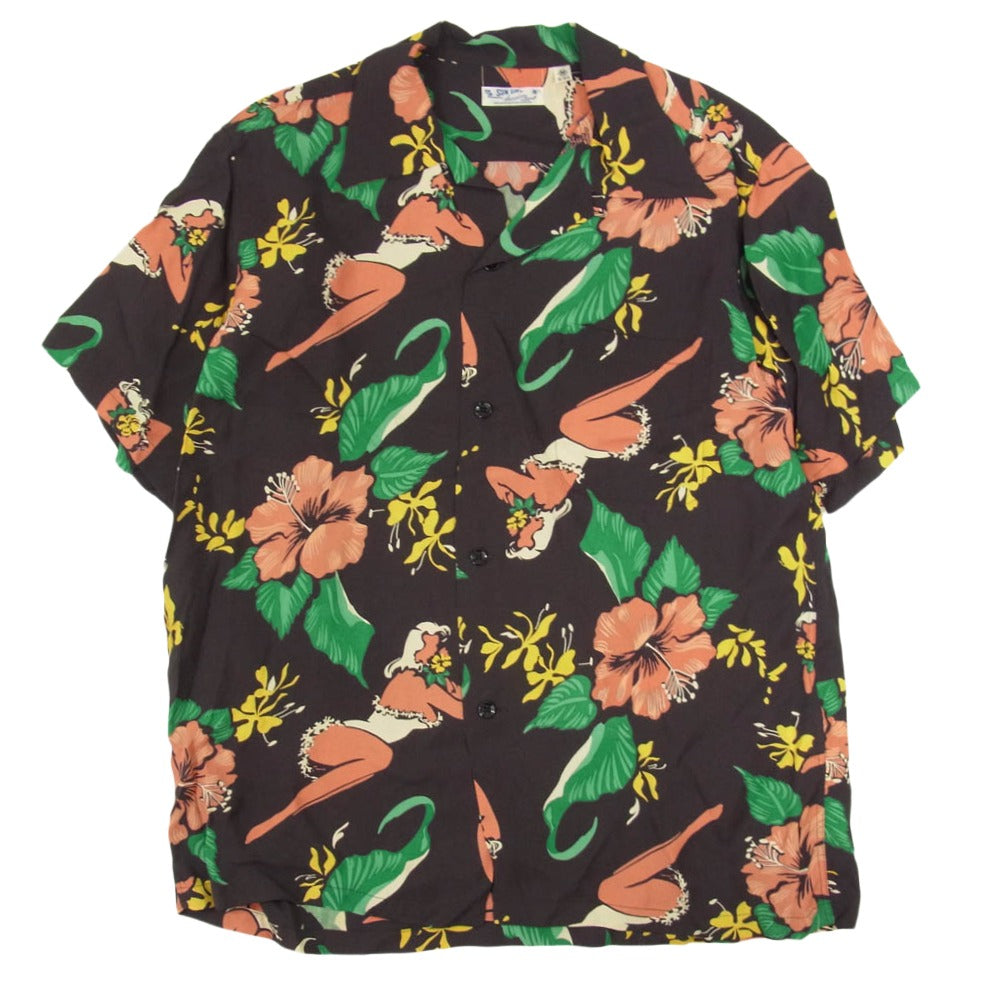 SUN SURF サンサーフ SS34450 HIBISCUS LADY ハイビスカス レディース 半袖 アロハシャツ ブラウン系 M【中古】